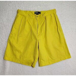 Polo Ralph Lauren Shorts Men's 34 Yellow 100% Cotton Pleated Front Tyler Short